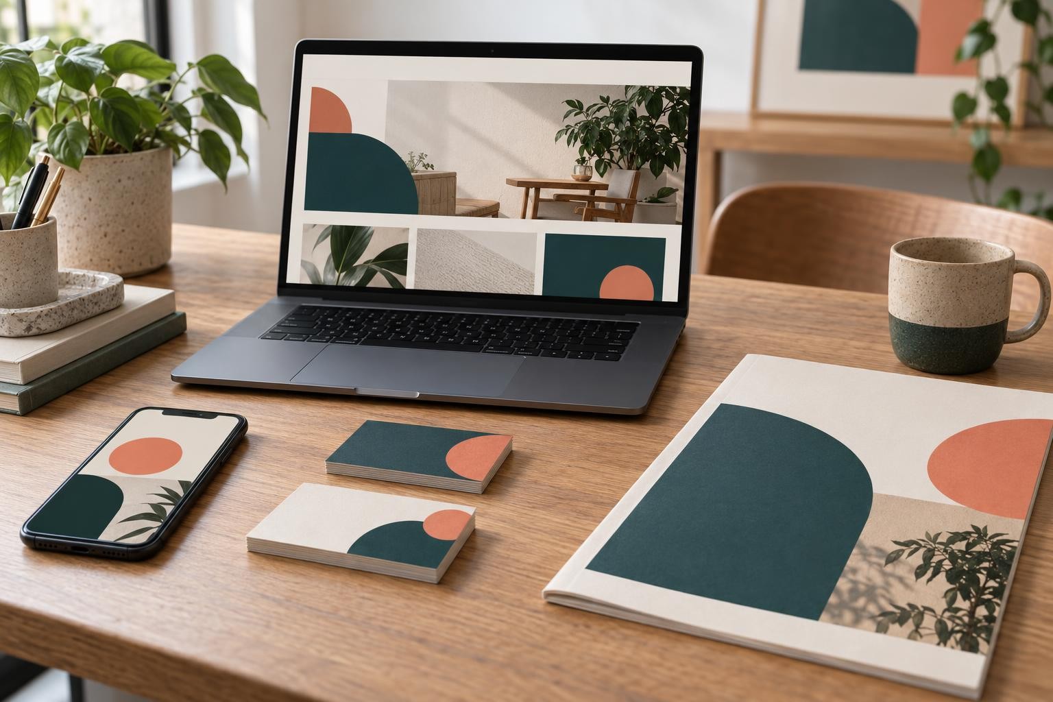 Une identité visuelle testée sur un site, un téléphone et des supports imprimés