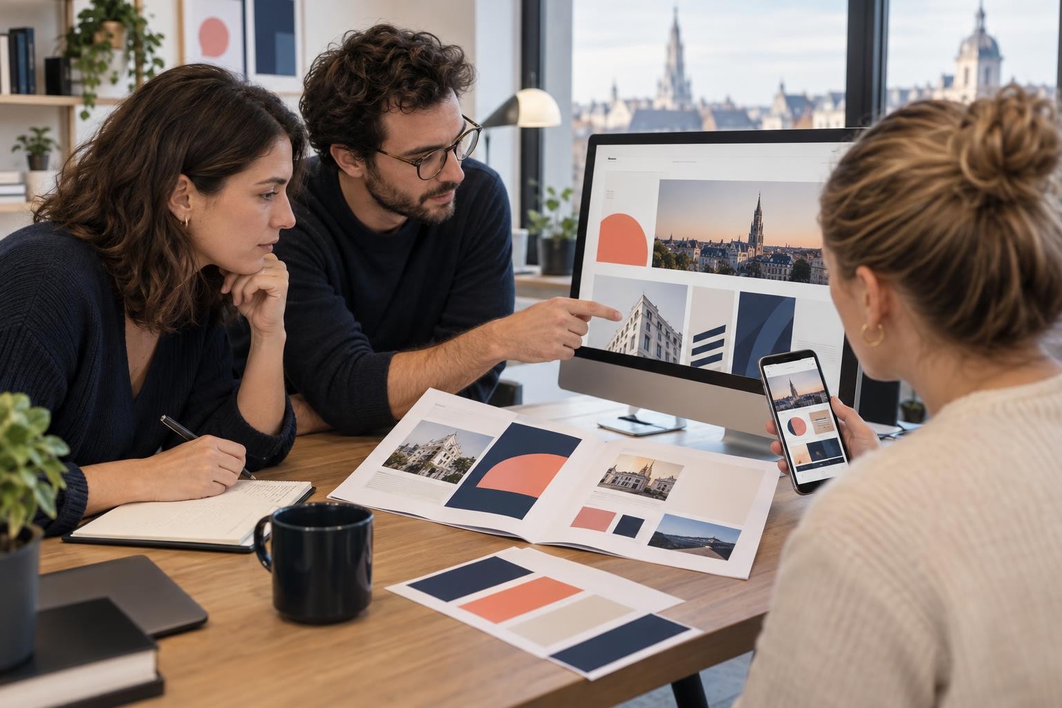 Une équipe de PME compare l’identité visuelle de son site et de ses supports